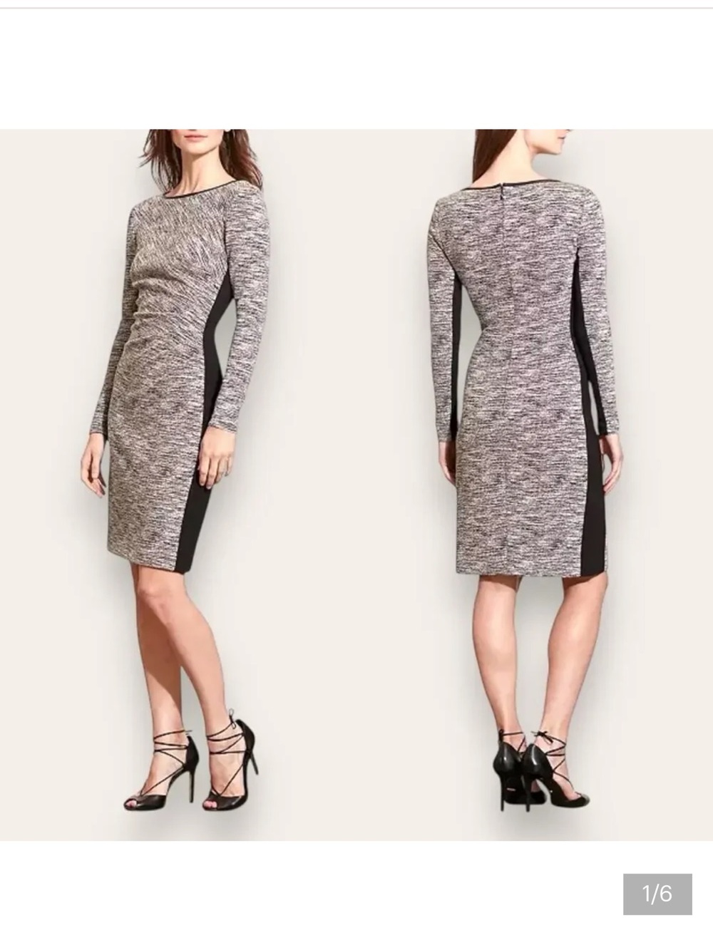 LAUREN RALPH LAUREN Dress Ruched Midi Long Sleeve Jersey Stretch